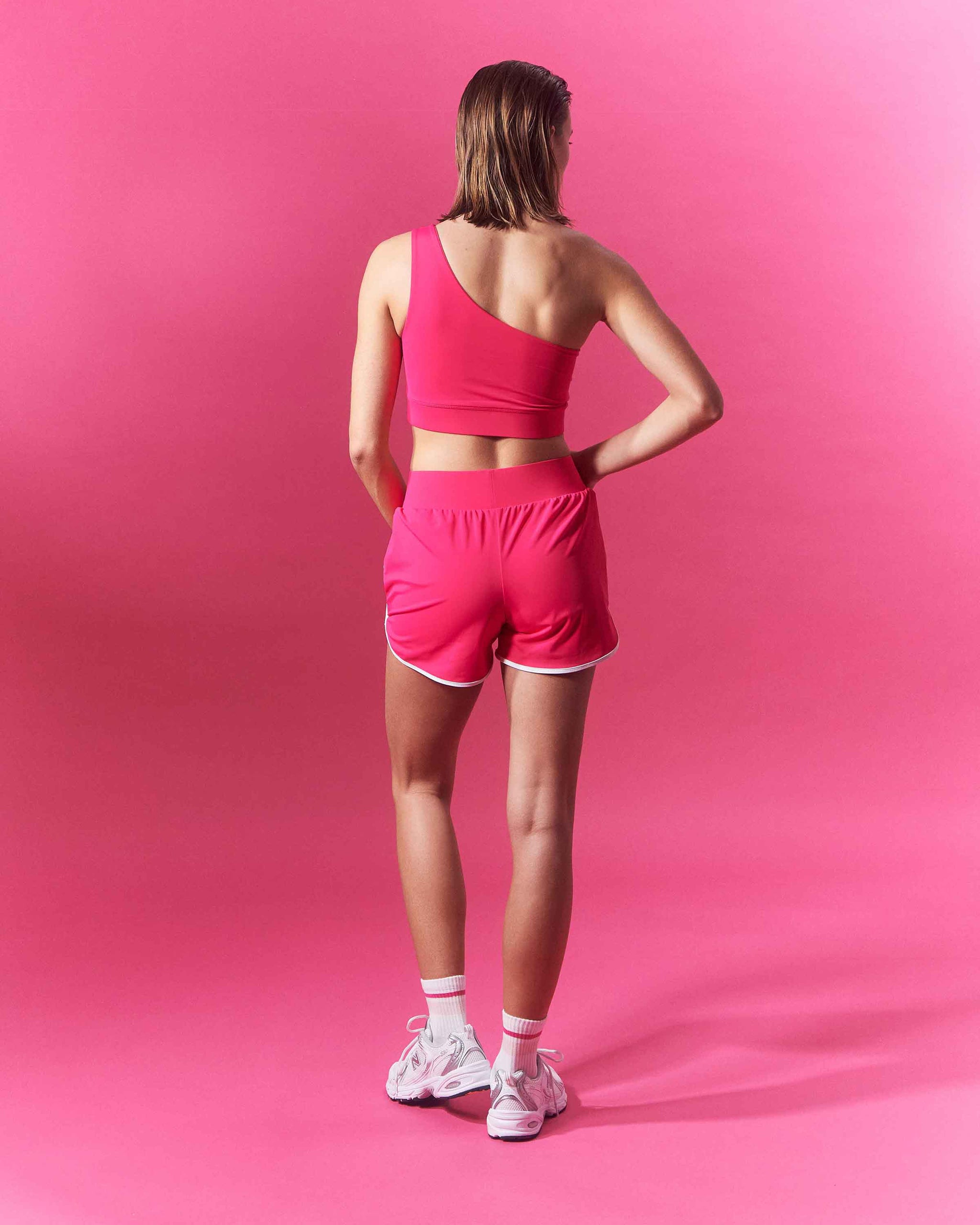Short en maille French Terry avec taille élastique fille rose